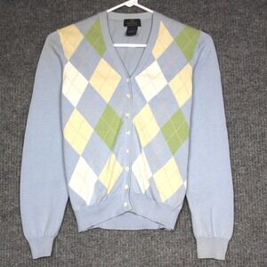 Brooks Brothers 346 Argyle Cardigan Sweater Womens Small Supima Cotton